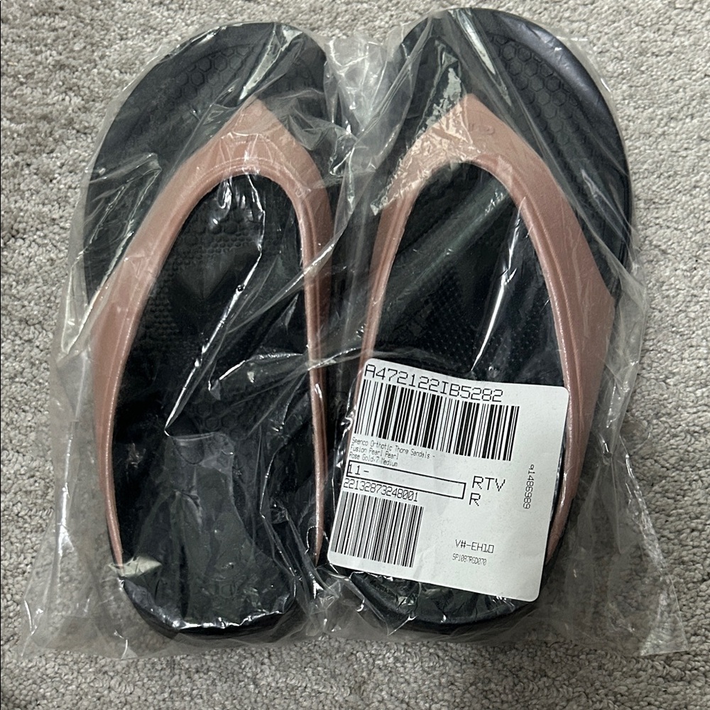 Women's Black and Pink Sandals